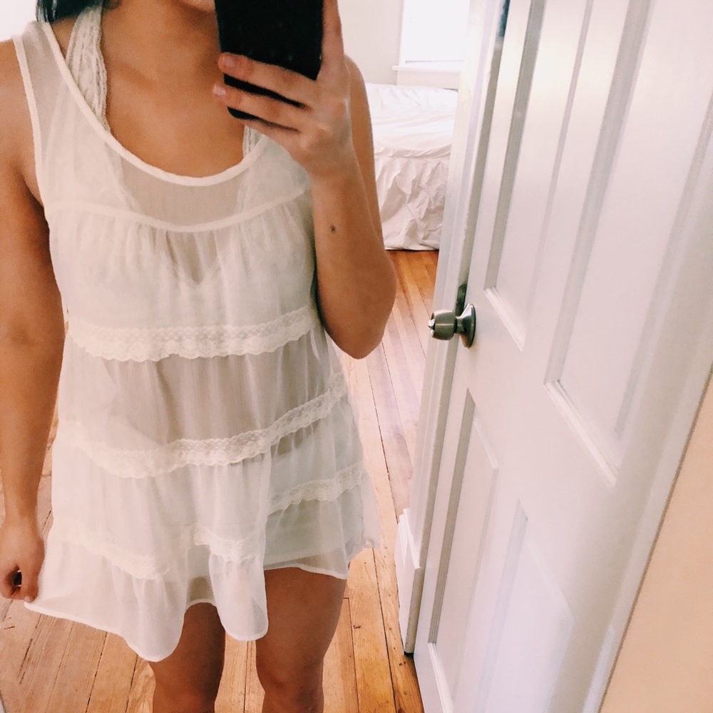 Free People Slip Lace Mesh Dress
